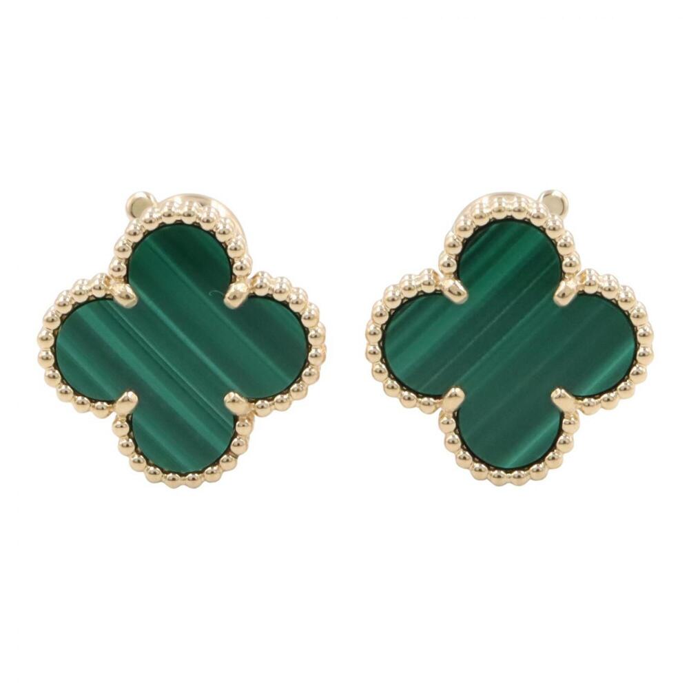 Van Cleef & Arpels Vintage Alhambra Malachite Earrings, 18K (Yellow Gold), Ma...